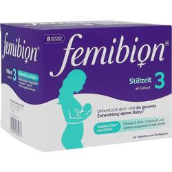 Lila Packung Femibion 3 für Stillzeit mit Illustration von Mutter und Baby.